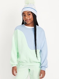 Image number 1 showing, Oversized Long-Sleeve Color-Block Sweatshirt for Girls