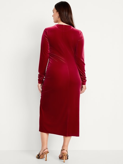 Ruched Velvet Midi Dress Old Navy