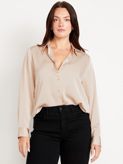 Image number 5 showing, Classic Button-Down Satin Shirt