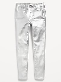 View large product image 4 of 5. High-Waisted Rockstar 360° Stretch Silver Shine Jeggings for Girls