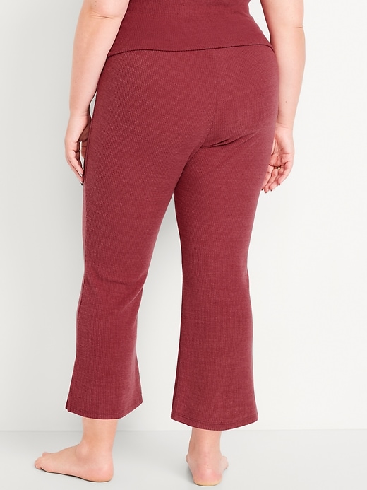 Image number 8 showing, High-Waisted Ribbed Crop Flare Lounge Pants