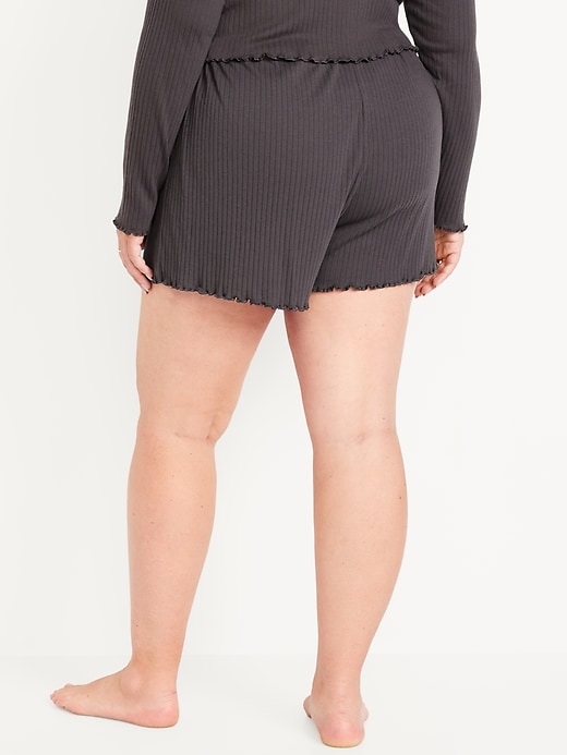 Image number 8 showing, High-Waisted Ribbed Pajama Shorts