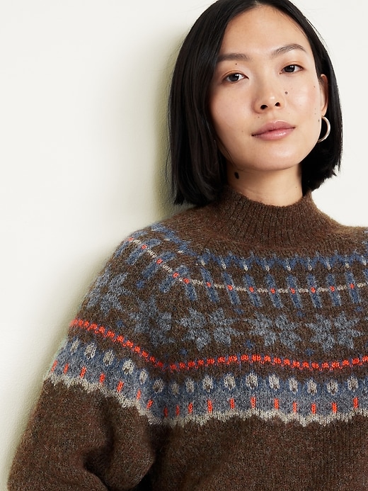 Image number 5 showing, Holiday Print Mock-Neck Sweater