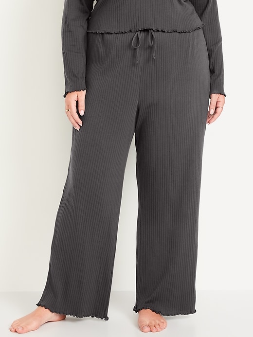 Image number 7 showing, High-Waisted Ribbed Pajama Pants