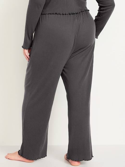 Image number 8 showing, High-Waisted Ribbed Pajama Pants