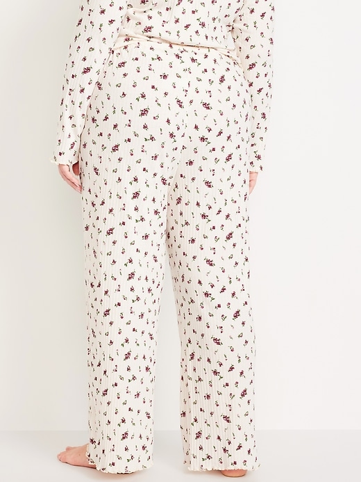 Image number 8 showing, High-Waisted Ribbed Pajama Pants