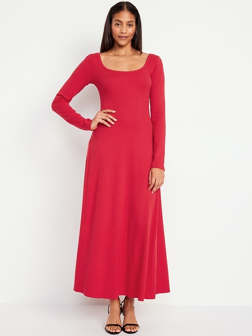 Image number 1 showing, Fit &amp; Flare Ribbed Maxi Dress