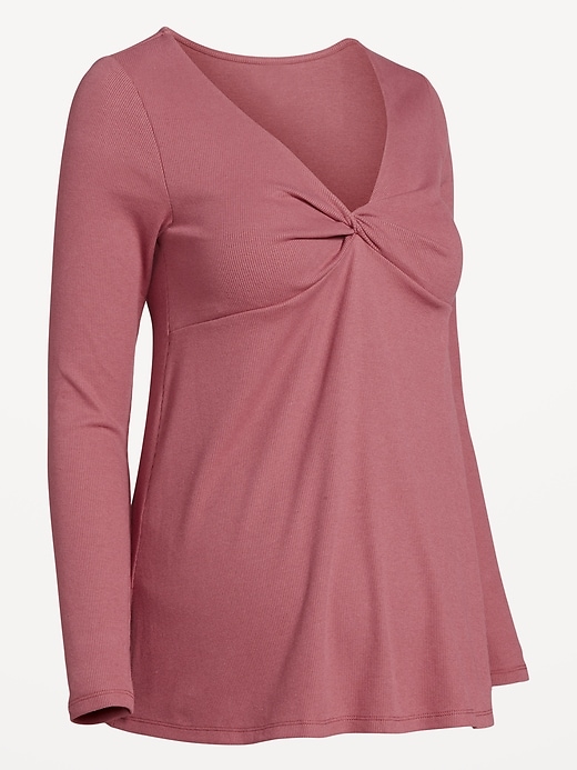 Image number 4 showing, Maternity Twist-Front Ribbed Top