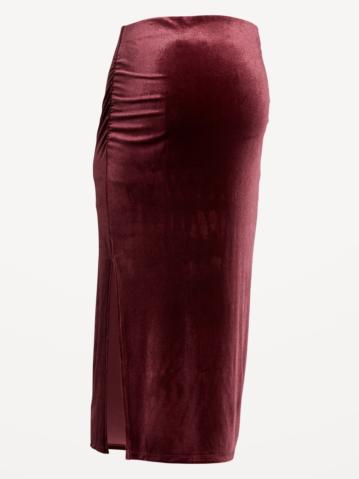 Maternity Full-Panel Velvet Midi Skirt