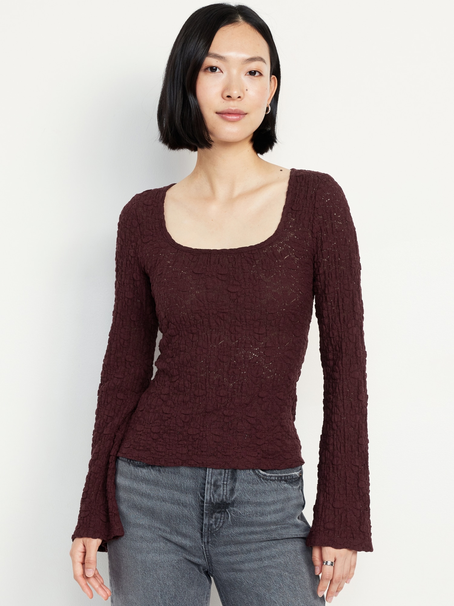 Textured Lace Scoop-Neck Top | Old Navy