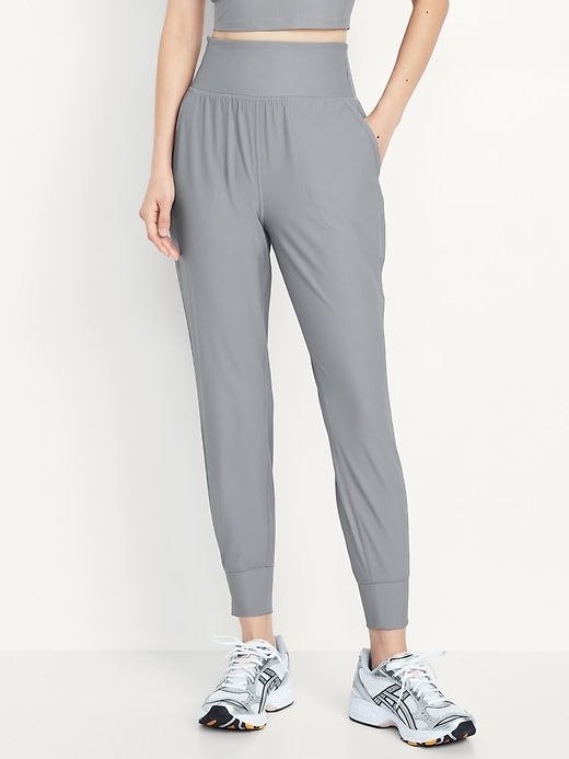 Image number 1 showing, High-Waisted PowerSoft Ribbed 7/8 Joggers