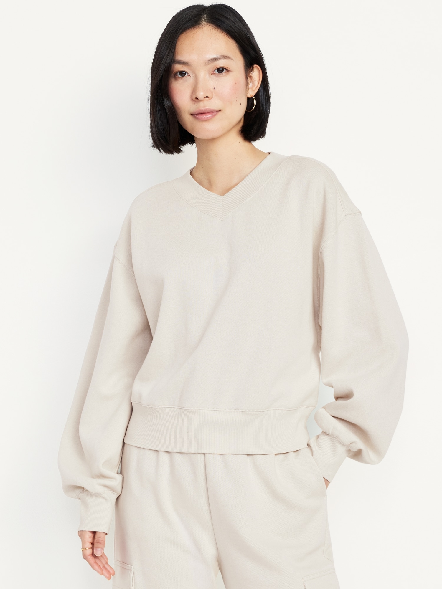 SoComfy Oversized V-Neck Sweatshirt | Old Navy