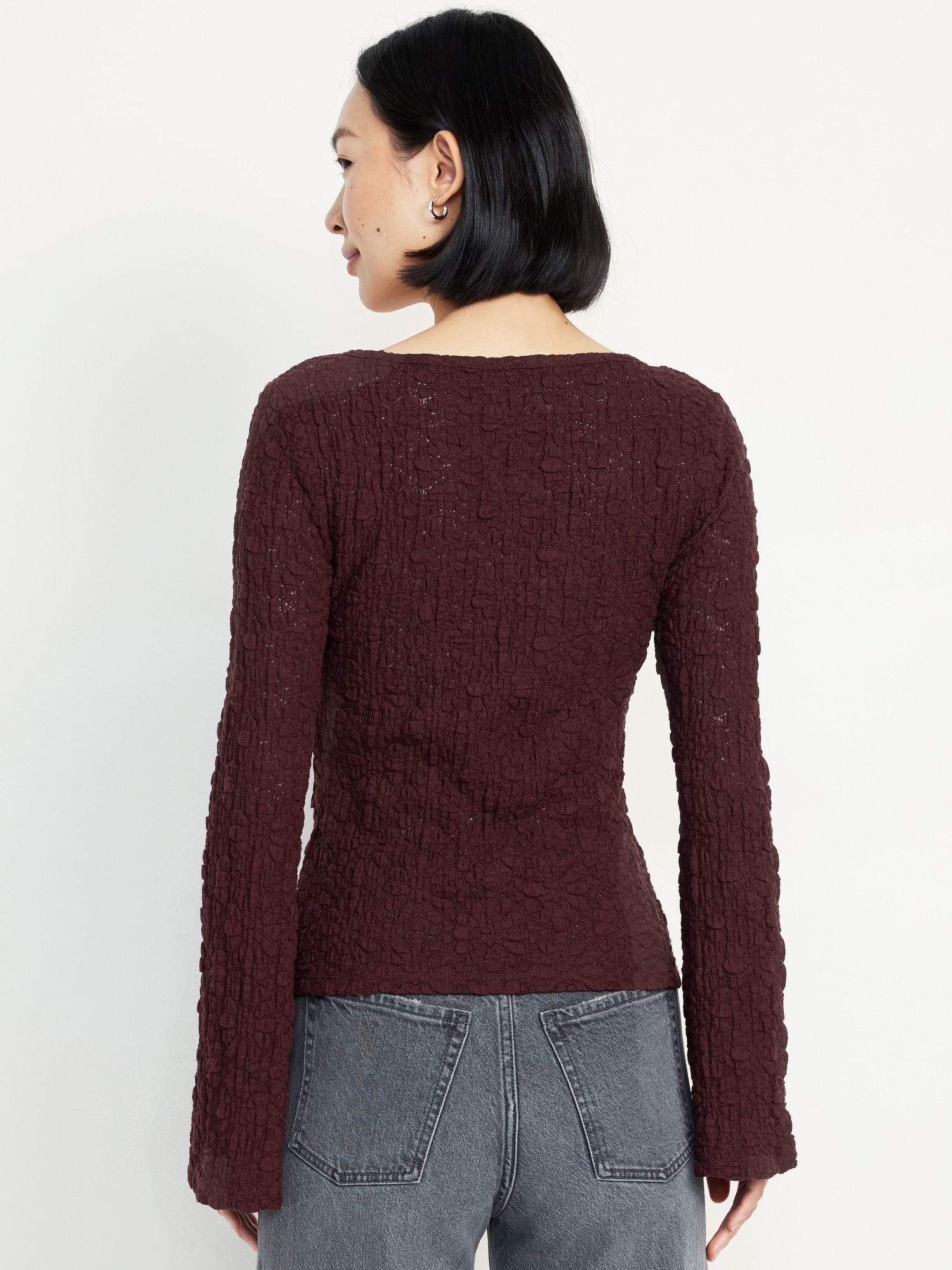 （manaminto） CLANE DEEP U NECK TOPS Cowl Neck Mix Media Top | Pullover | Donna Karan