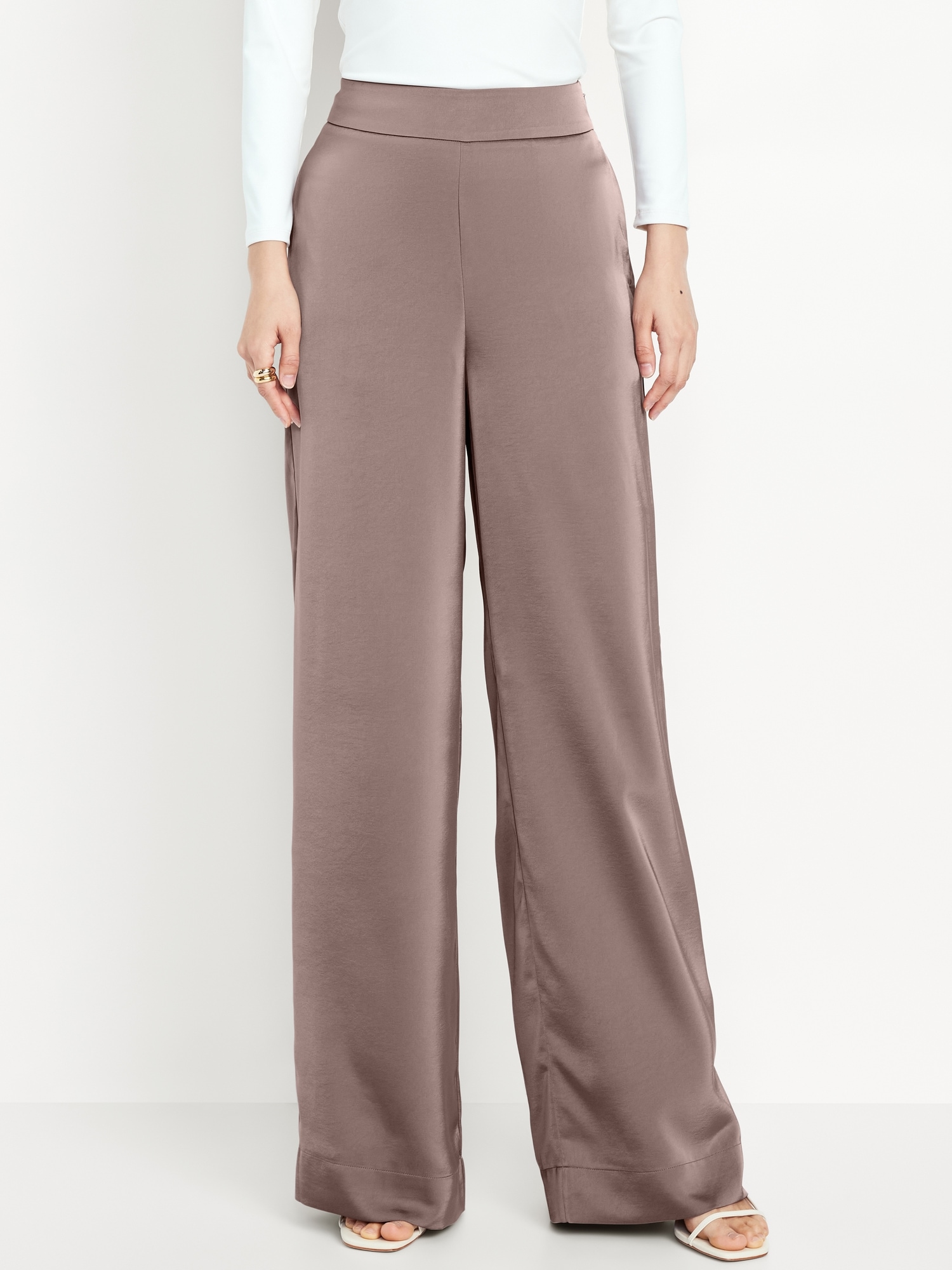 High-Waisted Satin Super Wide-Leg Pants