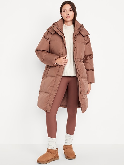 Image number 1 showing, Water-Resistant Quilted Long Puffer Jacket