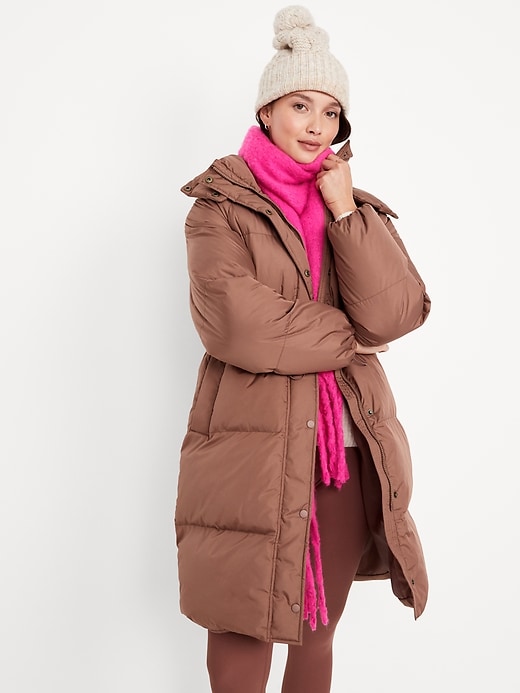 Image number 8 showing, Water-Resistant Quilted Long Puffer Jacket