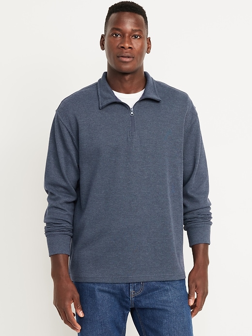 Image number 1 showing, French Rib Quarter-Zip Sweater