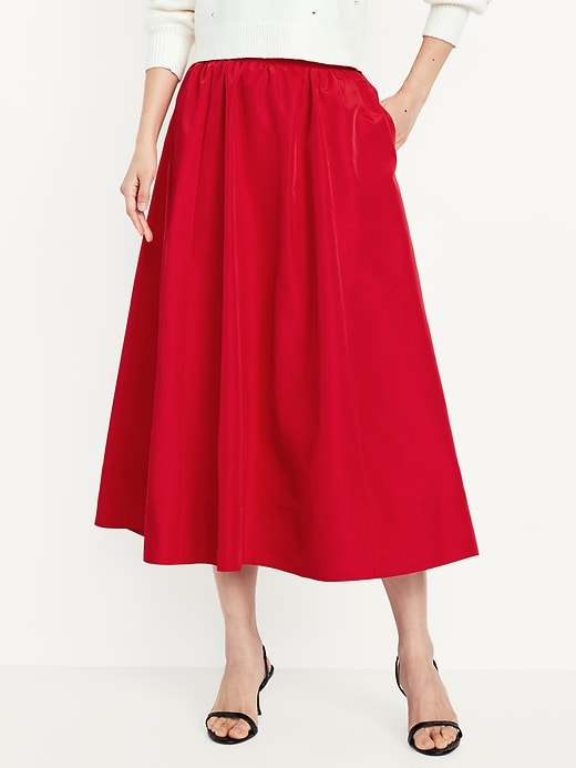 Image number 1 showing, Taffeta Midi Swing Skirt