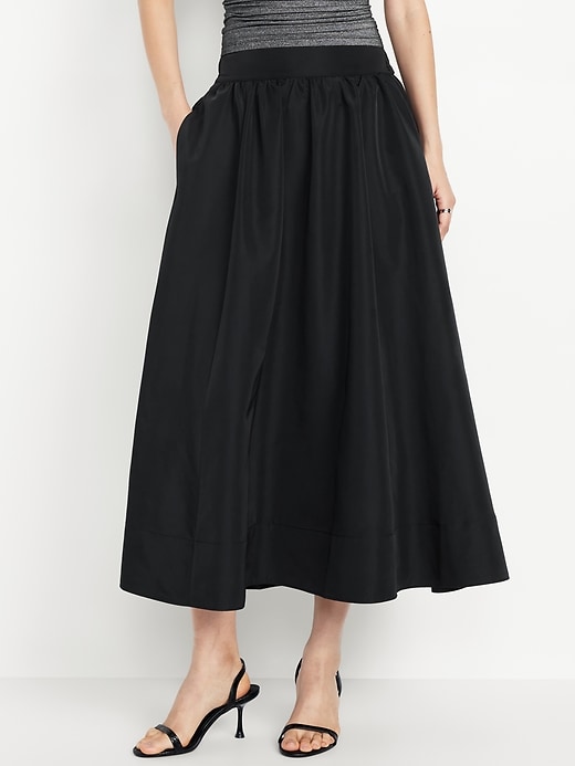 Image number 1 showing, Shirred Midi Swing Skirt