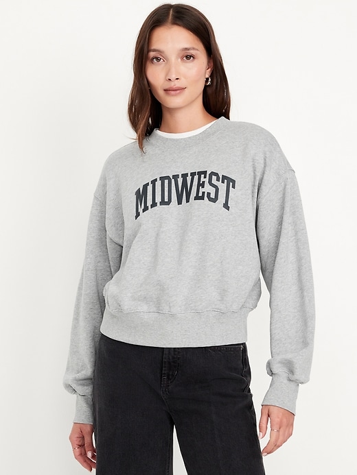 Image number 1 showing, SoComfy Crop Graphic Sweatshirt