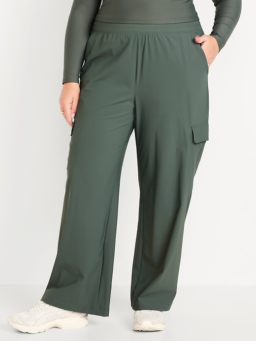 Image number 6 showing, High-Waisted SleekTech Wide-Leg Cargo Pants