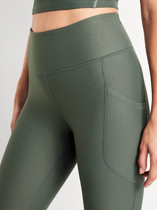 Image number 3 showing, High-Waisted PowerSoft Ribbed Leggings