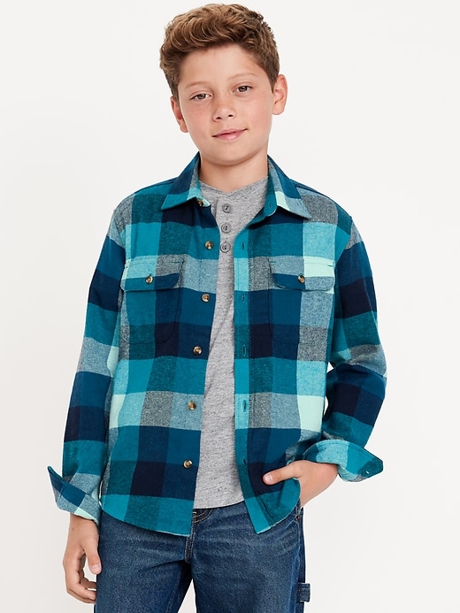 View large product image 1 of 3. Soft-Brushed Flannel Pocket Shirt for Boys