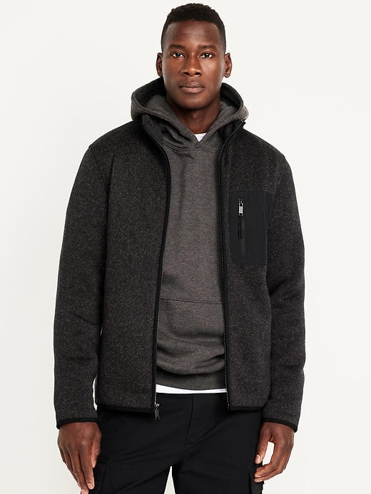 Image number 1 showing, Sherpa-Lined Sweater Fleece Zip Jacket