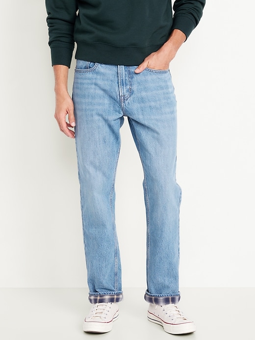 Image number 1 showing, 90&#39;s Straight Flannel-Lined Jeans