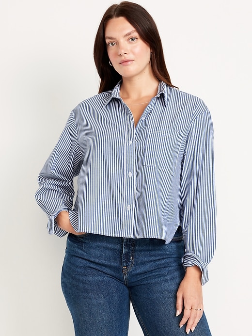 Image number 5 showing, Button-Down Crop Shirt