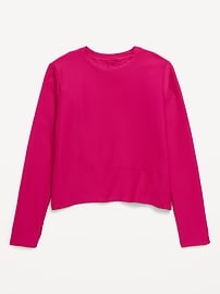 View large product image 3 of 4. Long-Sleeve Curved-Hem Performance Top for Girls