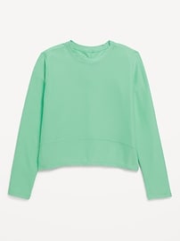 View large product image 3 of 4. Long-Sleeve Curved-Hem Performance Top for Girls