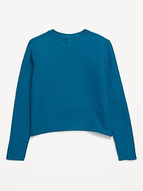 View large product image 3 of 4. Long-Sleeve Curved-Hem Performance Top for Girls