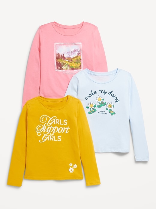 View large product image 1 of 2. Long-Sleeve Graphic T-Shirt 3-Pack for Girls