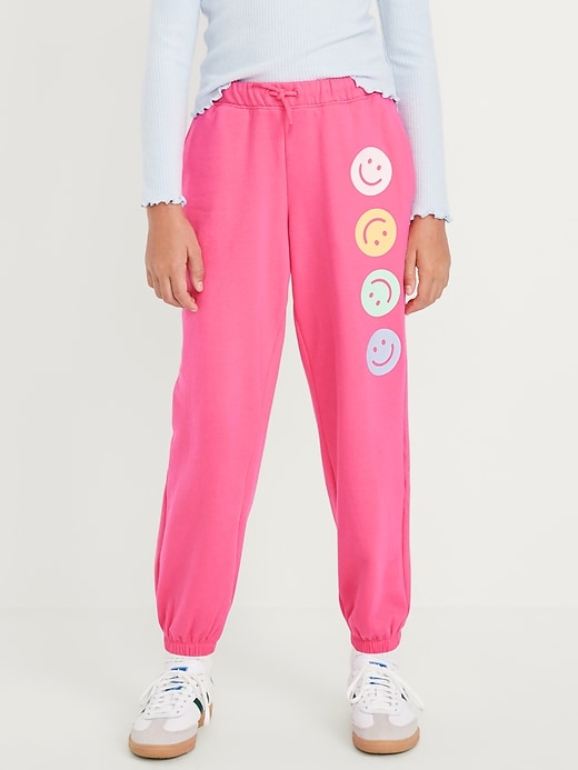 View large product image 1 of 5. High-Waisted Cinched-Hem Graphic Jogger Sweatpants for Girls