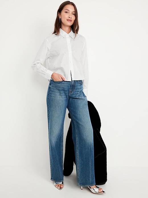 Image number 3 showing, Embellished Cropped Button-Down Shirt