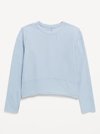 View large product image 3 of 4. Long-Sleeve Curved-Hem Performance Top for Girls