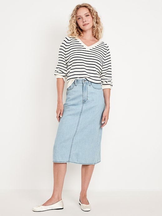 Image number 1 showing, High-Waisted Wow Jean Midi Skirt