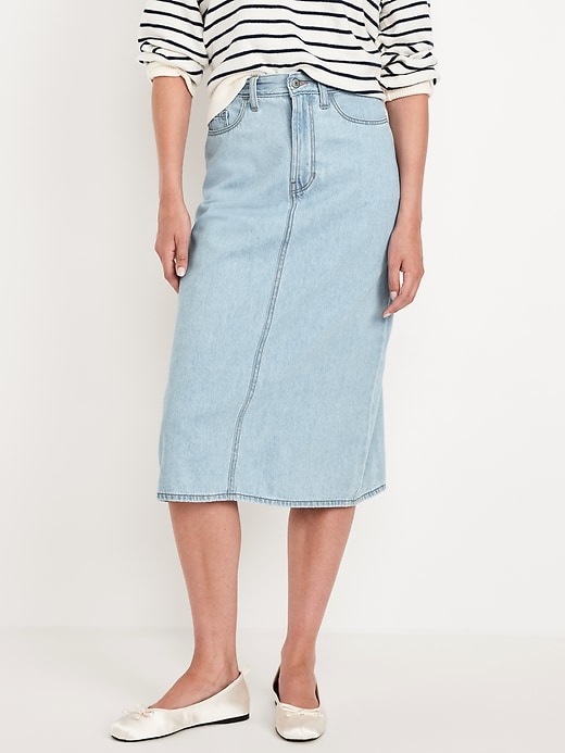 Image number 2 showing, High-Waisted Wow Jean Midi Skirt