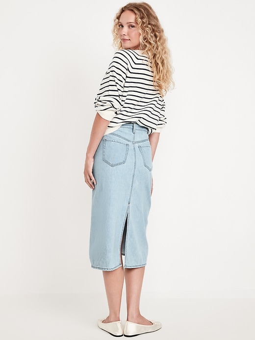 Image number 3 showing, High-Waisted Wow Jean Midi Skirt