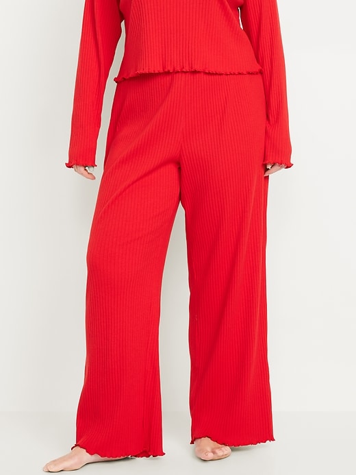 Image number 5 showing, High-Waisted Ribbed Pajama Pants