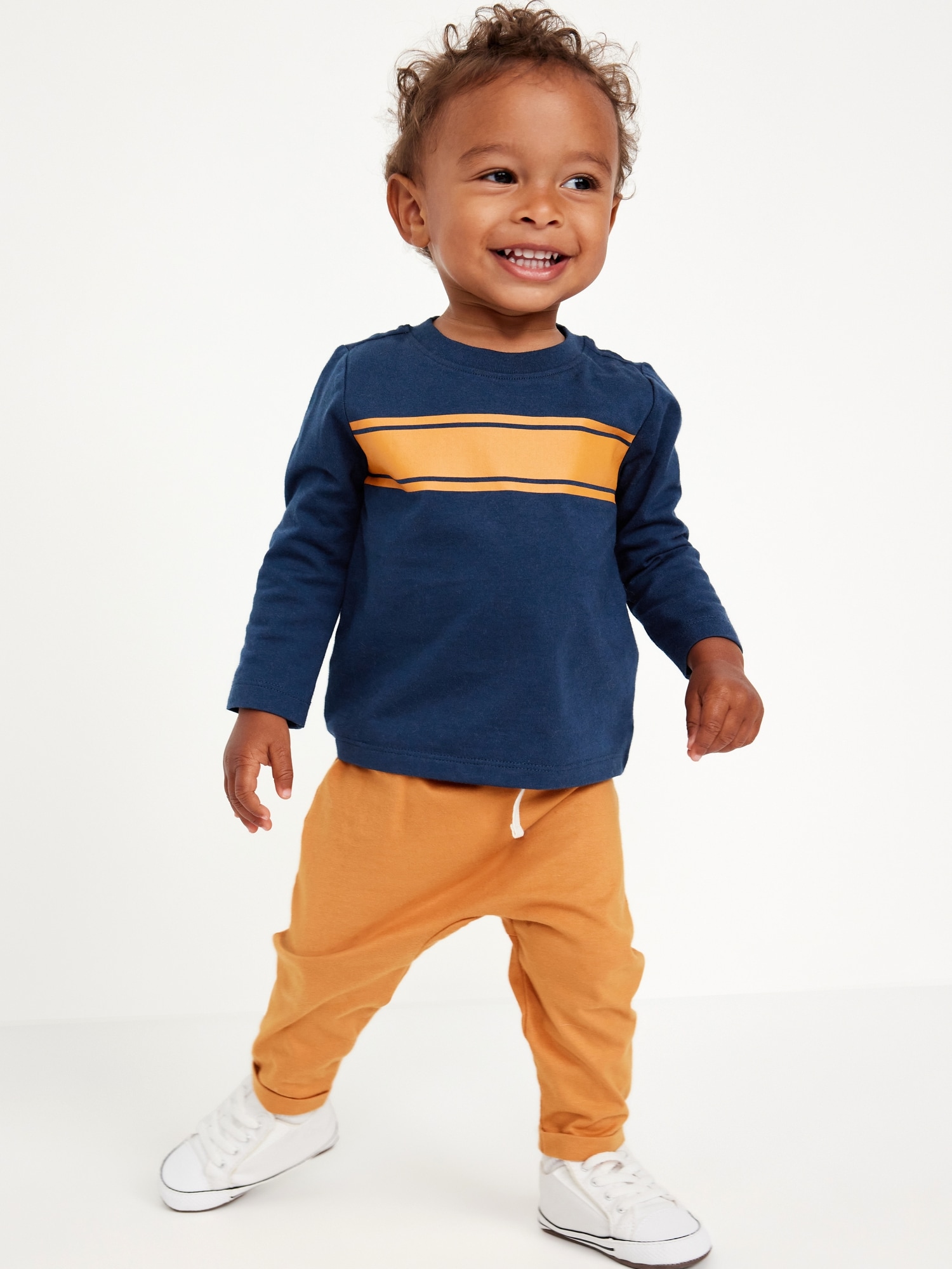 Long-Sleeve Jersey-Knit T-Shirt and Pants Set for Baby