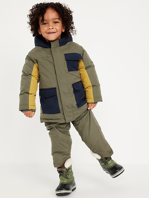 View large product image 1 of 3. Water-Resistant Color-Block Snow Jacket for Toddler Boys