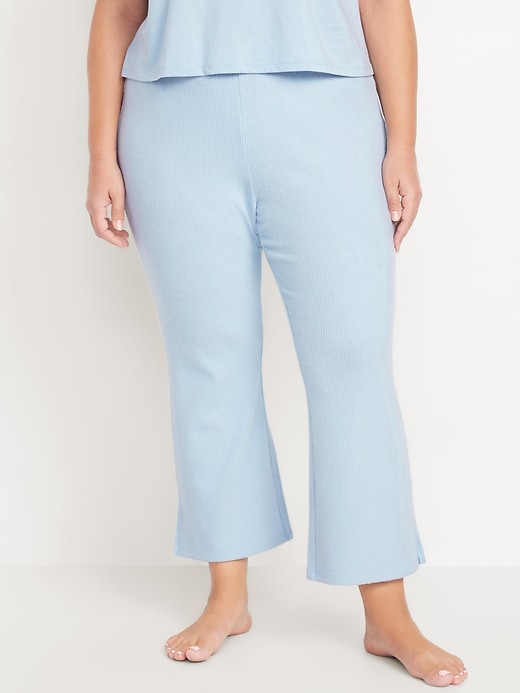 Image number 7 showing, High-Waisted Ribbed Crop Flare Lounge Pants