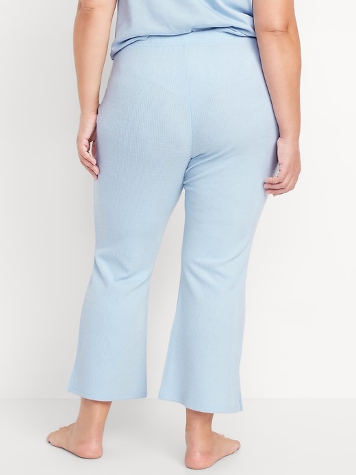 Image number 8 showing, High-Waisted Ribbed Crop Flare Lounge Pants