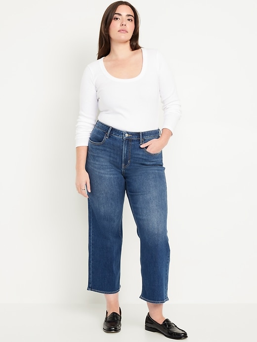 Image number 4 showing, High-Waisted Wow Crop Wide-Leg Jeans