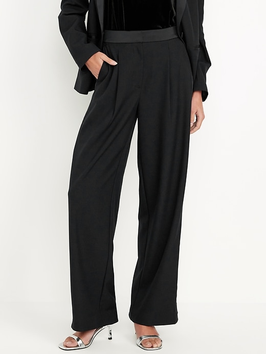 Image number 1 showing, Extra High-Waisted Wide-Leg Trouser Pants