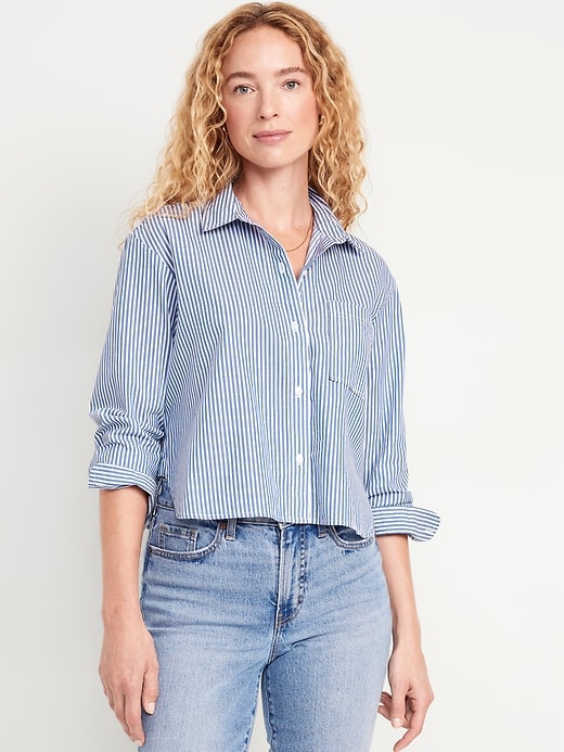 Image number 1 showing, Button-Down Crop Shirt