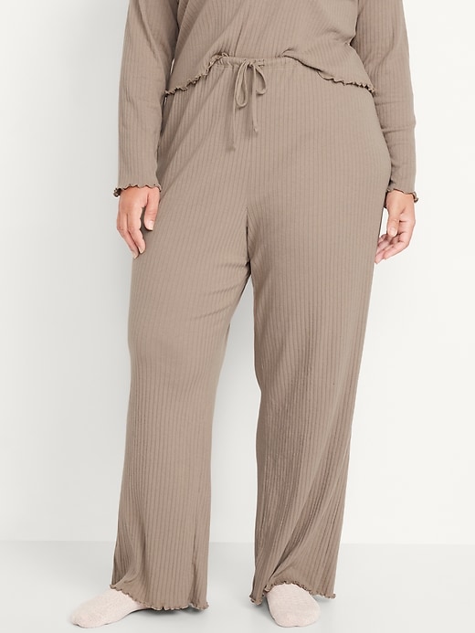 Image number 7 showing, High-Waisted Ribbed Pajama Pants