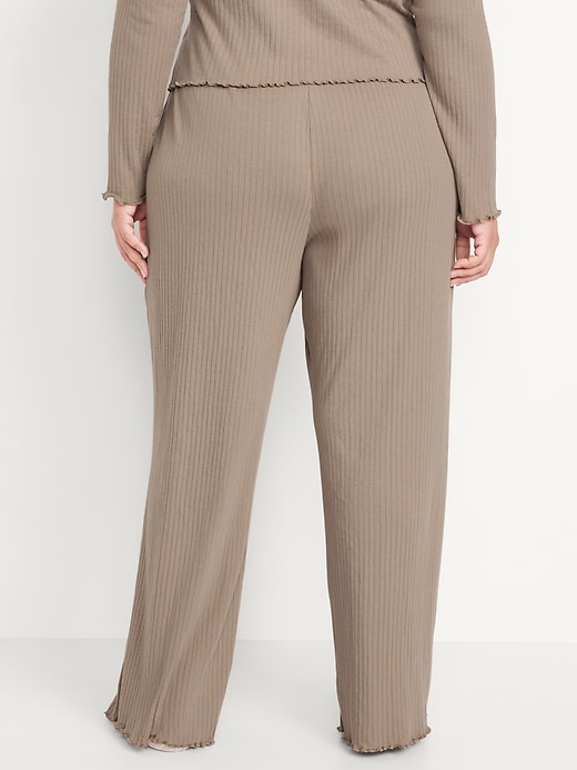 Image number 8 showing, High-Waisted Ribbed Pajama Pants